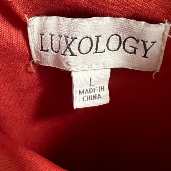 Luxology Size L Sleeveless Asymmetrical Hem Dress Orange Buttons Elastic Waist - Picture 3 of 15